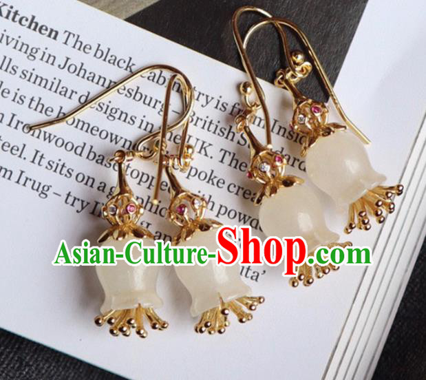China Traditional Jade Convallaria Ear Jewelry Accessories Classical Cheongsam Earrings