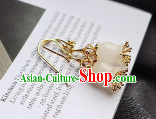 China Traditional Jade Convallaria Ear Jewelry Accessories Classical Cheongsam Earrings