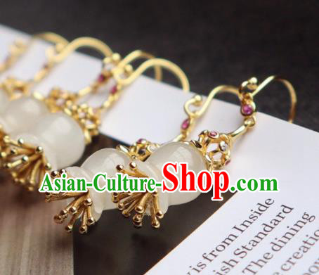 China Traditional Jade Convallaria Ear Jewelry Accessories Classical Cheongsam Earrings