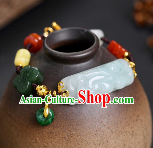 China Handmade Jade Carving Bracelet Accessories Traditional National Bangle Jewelry