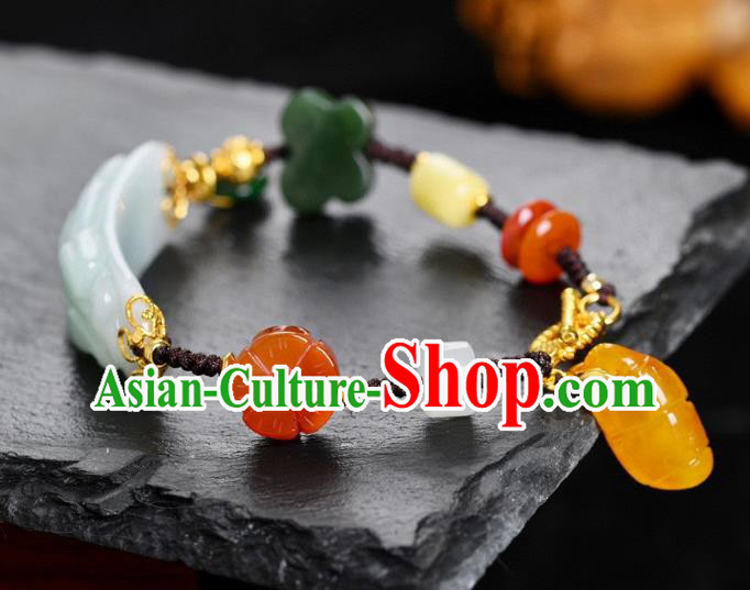 China Handmade Jade Carving Bracelet Accessories Traditional National Bangle Jewelry