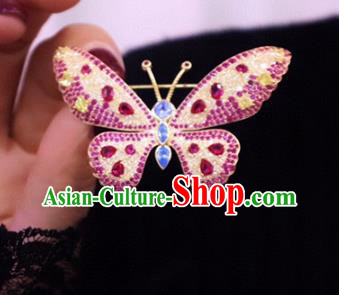 China Handmade Crystal Butterfly Brooch Accessories Traditional Cheongsam Jewelry