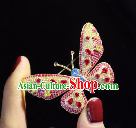 China Handmade Crystal Butterfly Brooch Accessories Traditional Cheongsam Jewelry