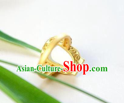Chinese Classical National Golden Circlet Handmade Jewelry Accessories Jade Gourd Ring