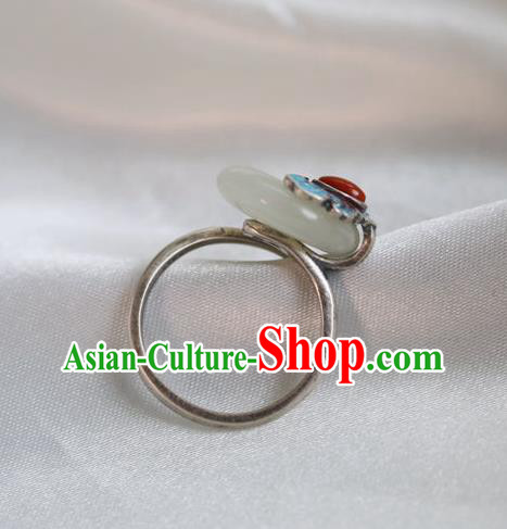 Chinese Classical Blueing Bat Circlet Handmade Jewelry Accessories National Jade Ring