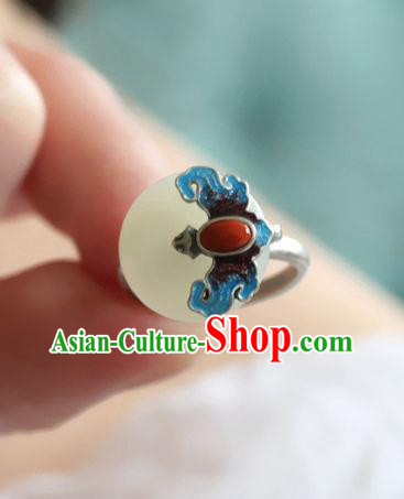 Chinese Classical Blueing Bat Circlet Handmade Jewelry Accessories National Jade Ring