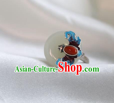 Chinese Classical Blueing Bat Circlet Handmade Jewelry Accessories National Jade Ring