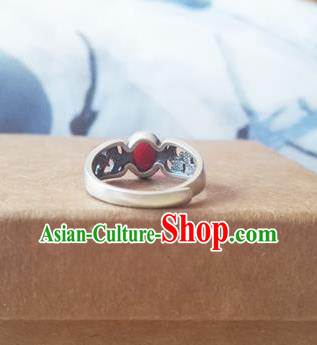 Chinese National Silver Ring Handmade Jewelry Accessories Classical Agate Circlet