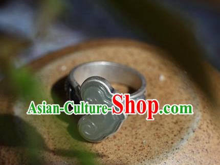 Chinese National Jade Cloud Ring Handmade Jewelry Accessories Classical Silver Circlet
