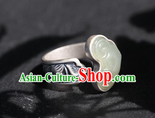 Chinese National Jade Cloud Ring Handmade Jewelry Accessories Classical Silver Circlet