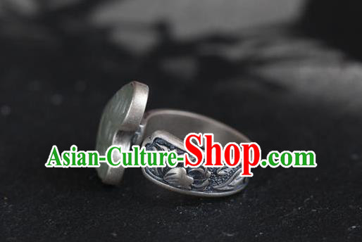 Chinese National Jade Cloud Ring Handmade Jewelry Accessories Classical Silver Circlet