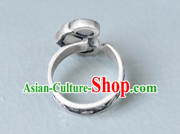 Chinese National Jade Cloud Ring Handmade Jewelry Accessories Classical Silver Circlet