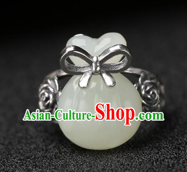 Chinese National Jade Lucky Bag Ring Handmade Jewelry Accessories Classical Circlet