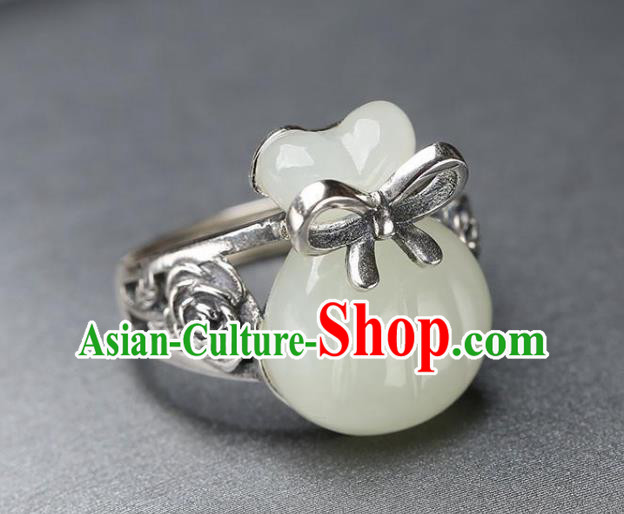 Chinese National Jade Lucky Bag Ring Handmade Jewelry Accessories Classical Circlet