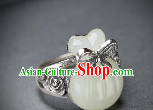 Chinese National Jade Lucky Bag Ring Handmade Jewelry Accessories Classical Circlet