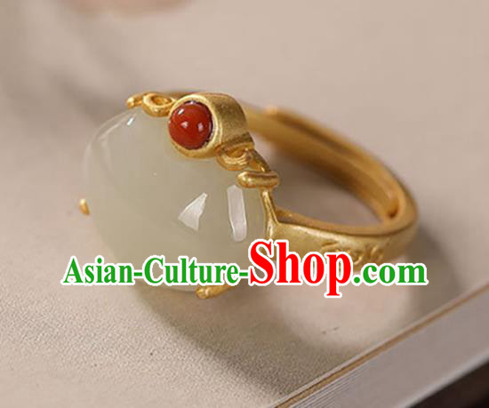 Chinese National Golden Ring Handmade Jewelry Accessories Classical Jade Peach Circlet