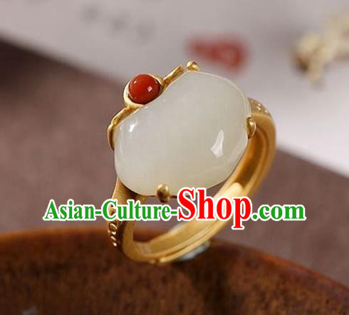 Chinese National Golden Ring Handmade Jewelry Accessories Classical Jade Peach Circlet