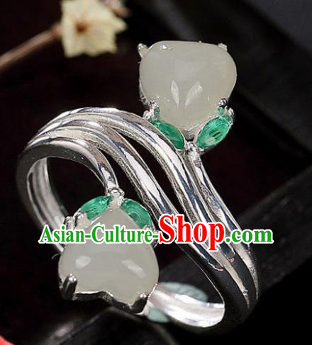 Chinese National Jade Ring Handmade Jewelry Accessories Classical Silver Circlet