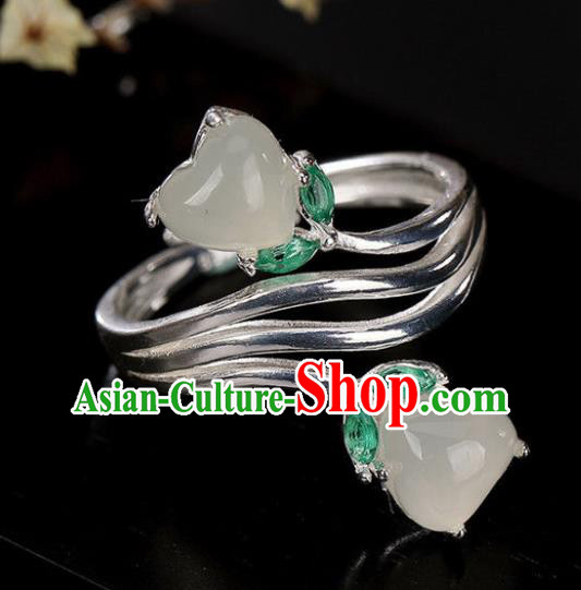 Chinese National Jade Ring Handmade Jewelry Accessories Classical Silver Circlet