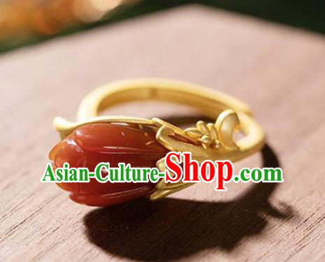 Chinese National Golden Ring Handmade Jewelry Accessories Classical Agate Mangnolia Circlet