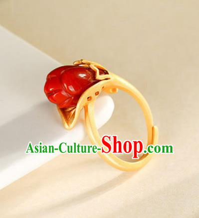 Chinese National Golden Ring Handmade Jewelry Accessories Classical Agate Mangnolia Circlet
