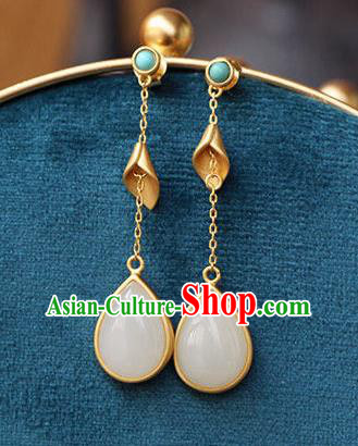 China Traditional Ear Jewelry Accessories National Cheongsam Jade Earrings