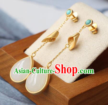 China Traditional Ear Jewelry Accessories National Cheongsam Jade Earrings