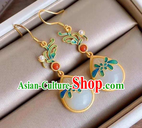 China Traditional Cloisonne Ear Jewelry Accessories National Cheongsam Golden Earrings