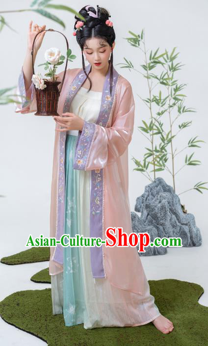 Traditional China Song Dynasty Young Lady Historical Clothing Ancient Noble Woman Hanfu Dresses