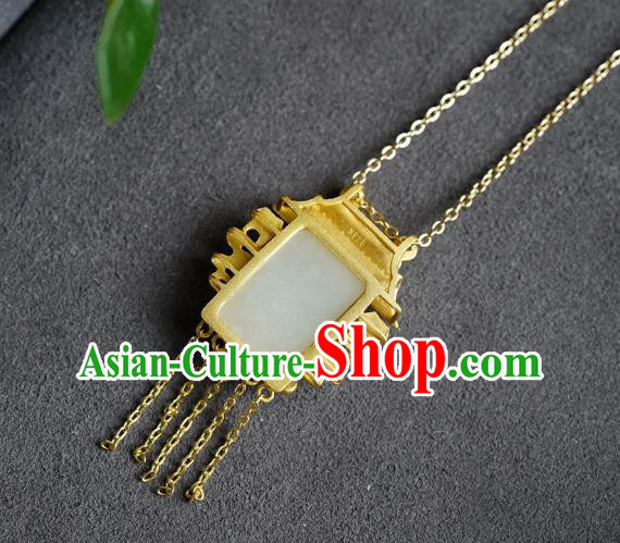 China Handmade Blueing Pendant Accessories Traditional Cheongsam Jade Necklet Jewelry