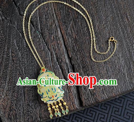 China Handmade Enamel Necklet Pendant Accessories Traditional Cheongsam Jade Necklace Jewelry