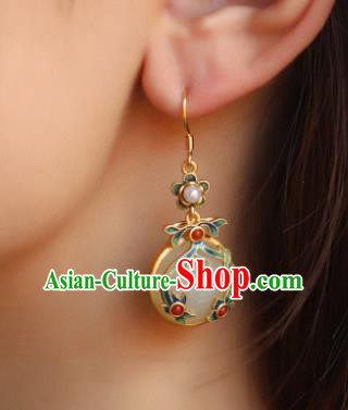China Traditional Enamel Ear Jewelry Accessories Classical Cheongsam Pearls Jade Earrings