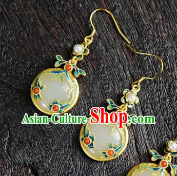 China Traditional Enamel Ear Jewelry Accessories Classical Cheongsam Pearls Jade Earrings