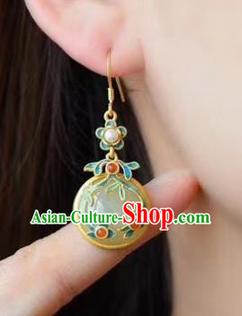 China Traditional Enamel Ear Jewelry Accessories Classical Cheongsam Pearls Jade Earrings