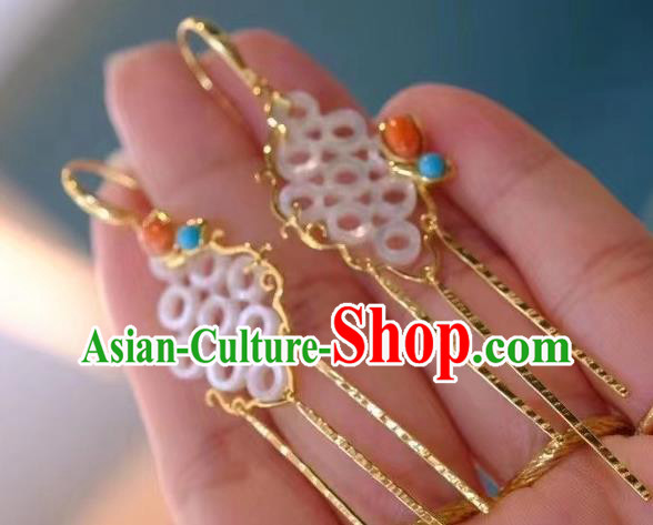 China Traditional Shell Ear Jewelry Accessories Classical Cheongsam Golden Tassel Earrings