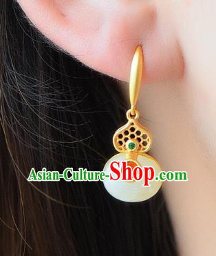 China Traditional Ear Jewelry Accessories Classical Cheongsam Jade Gourd Earrings