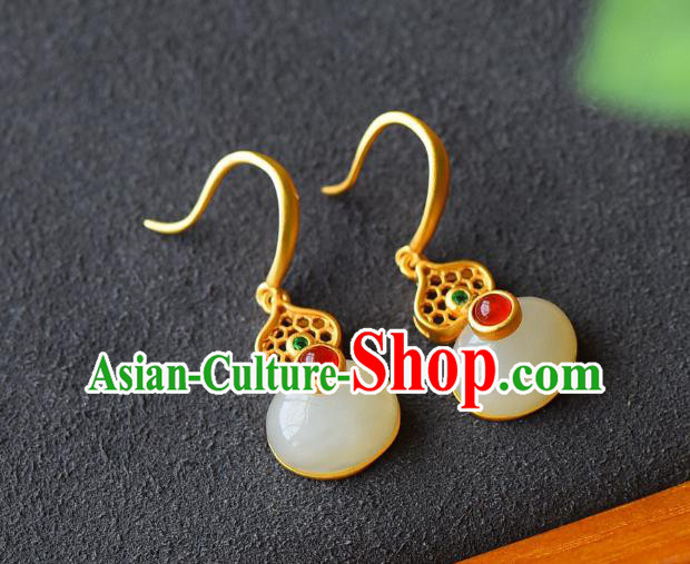 China Traditional Ear Jewelry Accessories Classical Cheongsam Jade Gourd Earrings