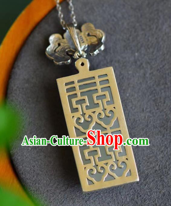 China Handmade Blueing Bat Necklet Pendant Accessories Traditional Cheongsam Jade Necklace Jewelry