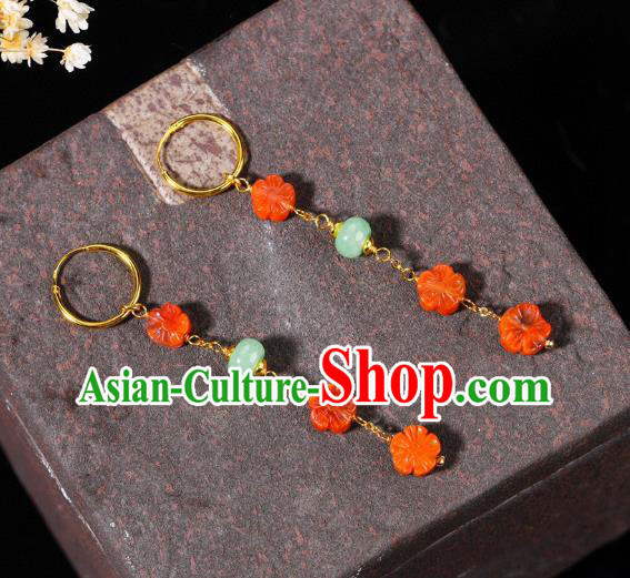 China Traditional Ear Jewelry Accessories Classical Cheongsam Agate Plum Blossom Earrings