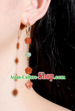 China Traditional Ear Jewelry Accessories Classical Cheongsam Agate Plum Blossom Earrings