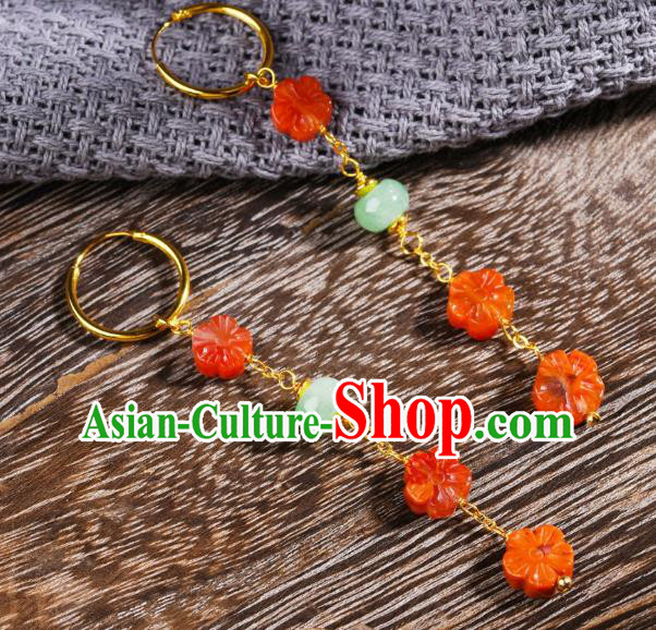China Traditional Ear Jewelry Accessories Classical Cheongsam Agate Plum Blossom Earrings