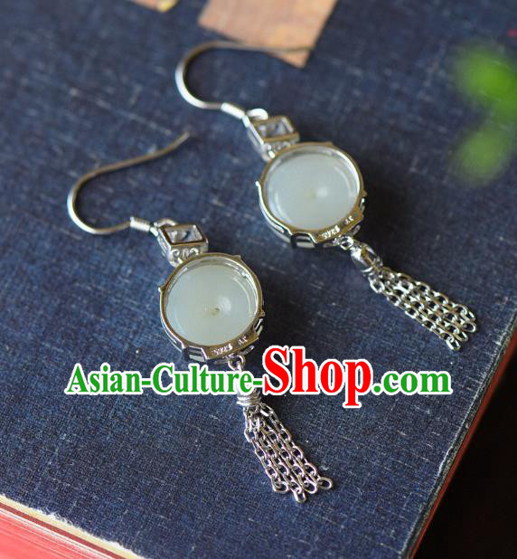 China Traditional Jade Buckle Ear Jewelry Accessories Classical Cheongsam Crystal Earrings
