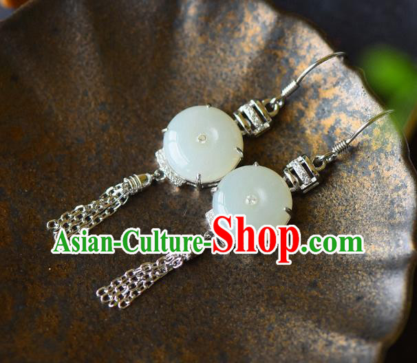 China Traditional Jade Buckle Ear Jewelry Accessories Classical Cheongsam Crystal Earrings