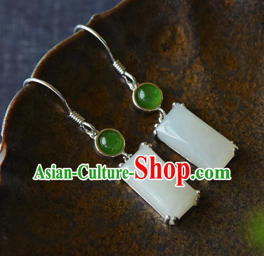 China Classical Cheongsam Earrings Traditional Jade Ear Jewelry Accessories