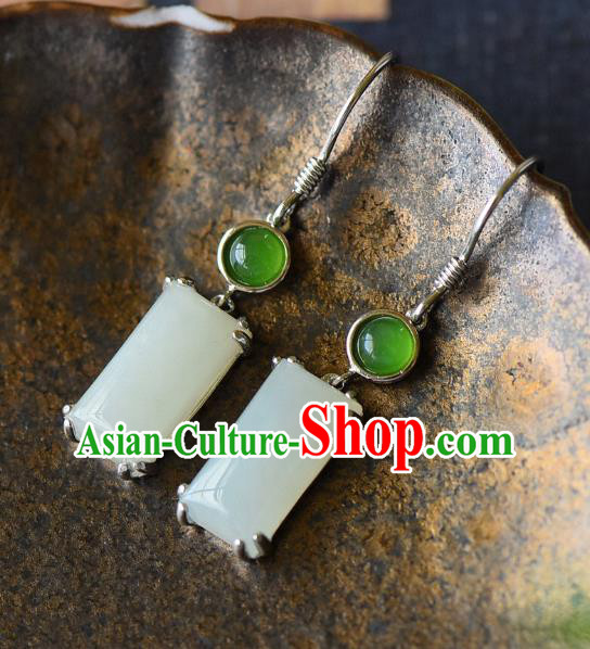 China Classical Cheongsam Earrings Traditional Jade Ear Jewelry Accessories