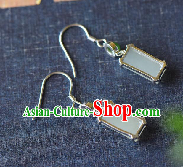 China Classical Cheongsam Earrings Traditional Jade Ear Jewelry Accessories