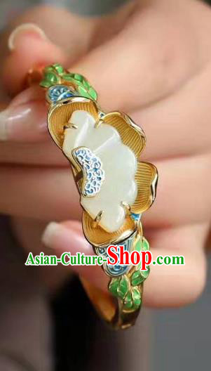 China Handmade Cloisonne Jade Bracelet Accessories Traditional National Golden Bangle Jewelry