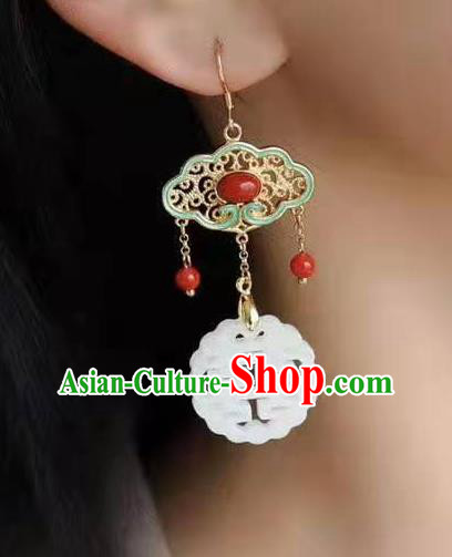 China Traditional Wedding Ear Jewelry Accessories Classical Cheongsam Jade Blueing Earrings