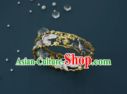 China Handmade Silver Cranes Bracelet Accessories Traditional National Bangle Jewelry