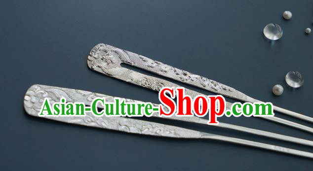 China Handmade Hair Accessories Tang Dynasty Empress Hair Stick Traditional Silver Hairpin